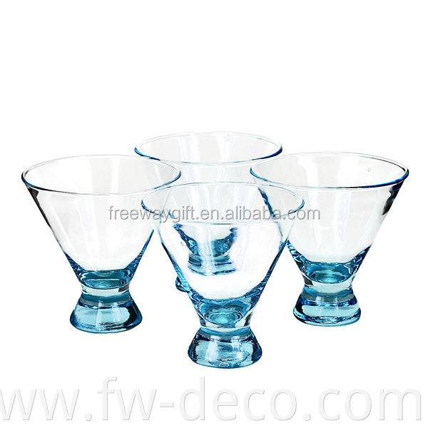 custom hand blown clear colored tumbler stemless wine martini cocktail glass set with brown box